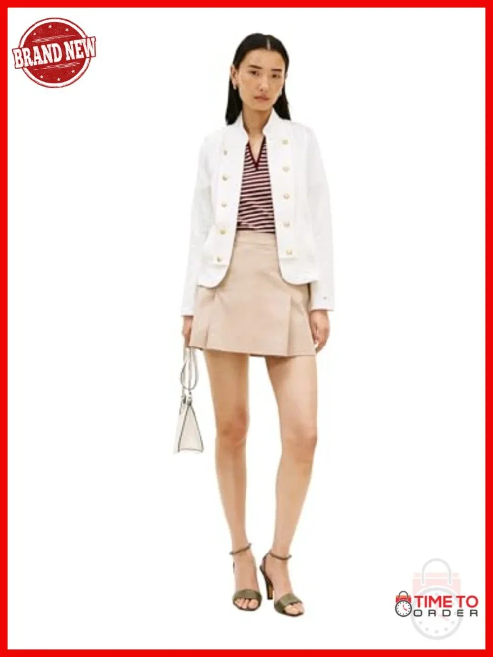 Double Breasted Knit Blazer with Button Closure & Pockets